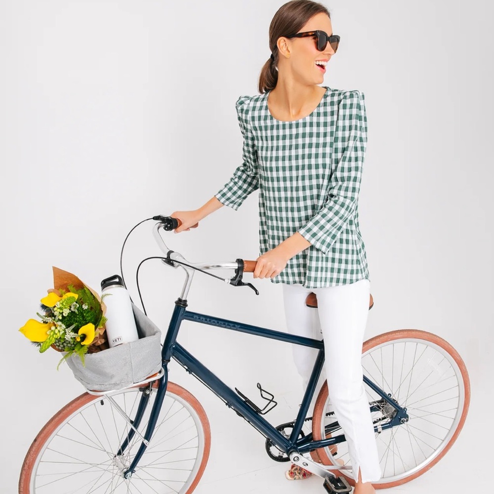 Tuckernuck Dark Green Gingham Bedford Blouse
